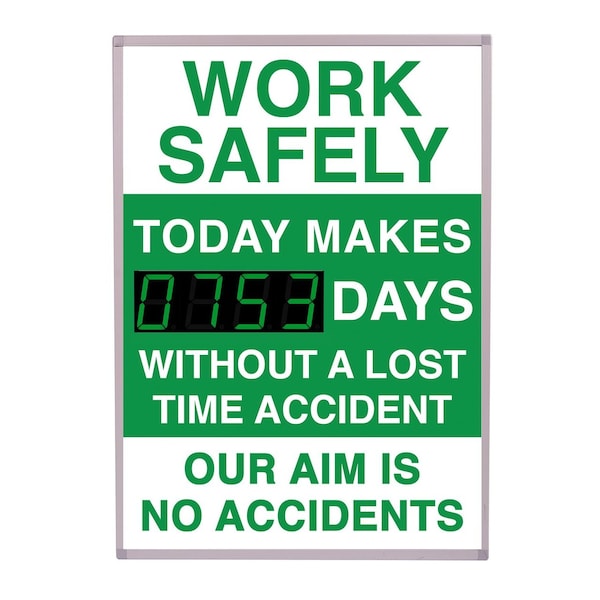 Digital LED Safety Scoreboard Signs with Frame, Work Safely